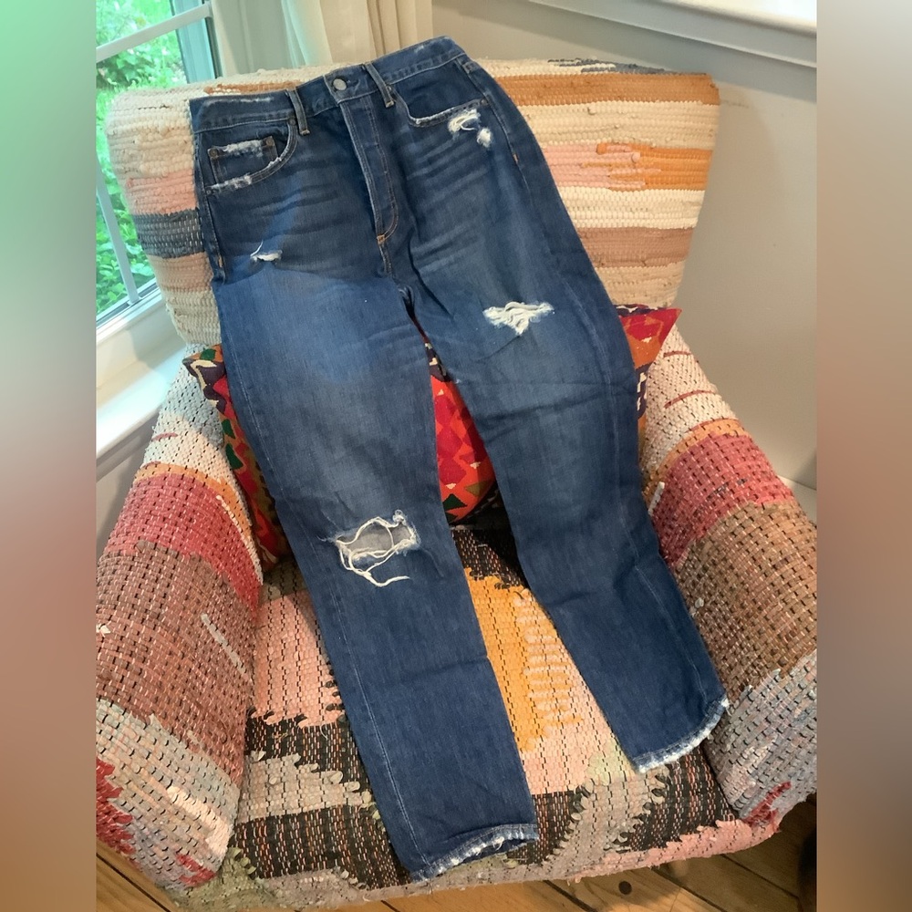 EUC Boyish Blue Boyfriend Jeans with Distressed Details